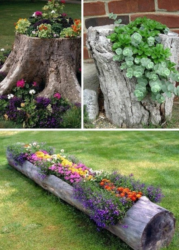 -Utiliser Log-de-pot de fleurs