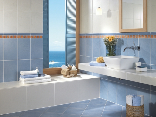 Ιδέες-για-μπάνιο πλακάκια μπλε-Χρώμα-