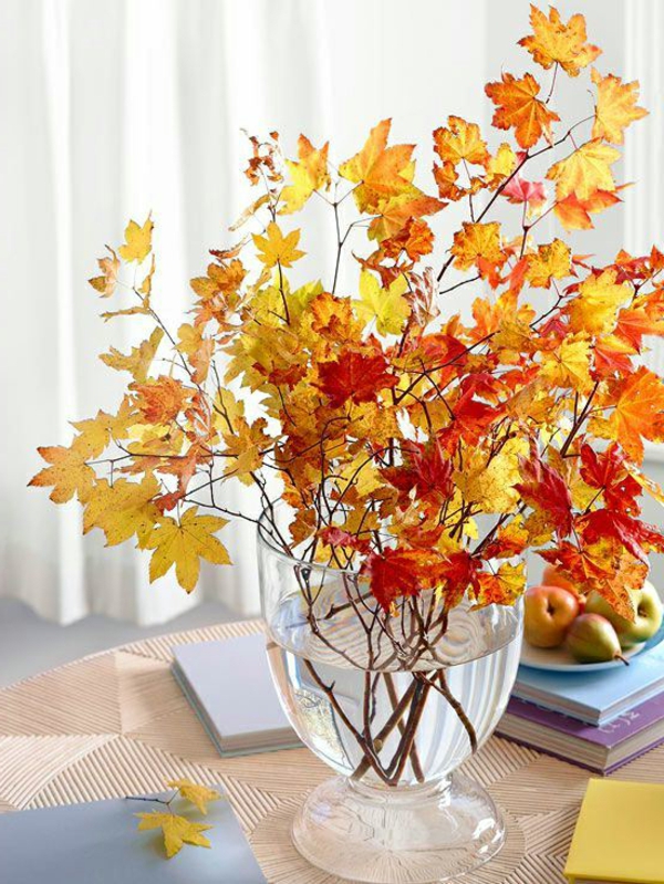 Idées-pour-décoration-automne feuilles colorées