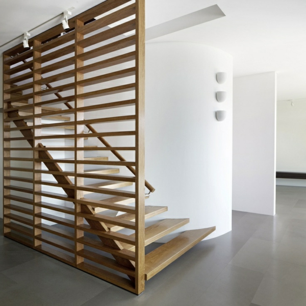 -Innenarchitektur-efecto completo de diseño para una escalera de caracol-de-madera