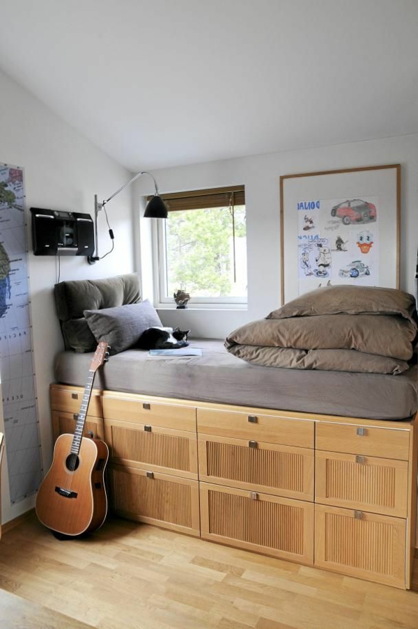 Interior ideas de diseño y prácticas modernas de alta camas con espacio de almacenamiento