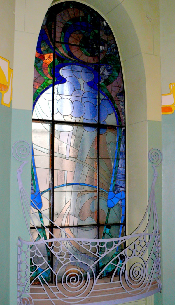 Art Nouveau - ukrasi-predlošci - kao deco-za-prozor-plavo-i-šarene
