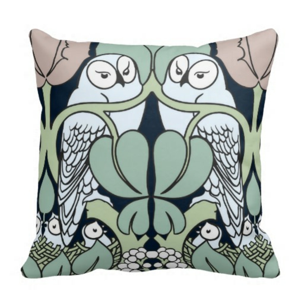 Art Nouveau - Ornaments-Templates-The-Owls-i-zelene pozadine