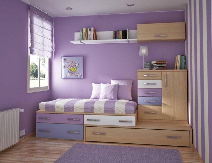 Nuoriso makuuhuoneeseen-in-violetti väri