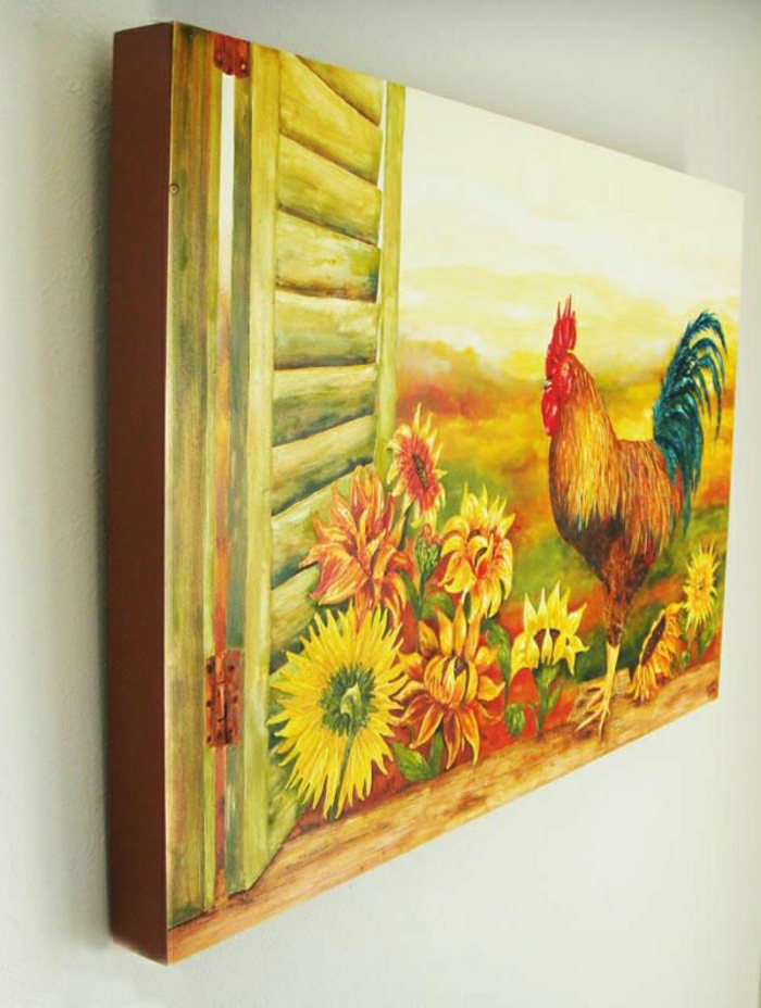 Kuhinja Zidni ukras slika suncokreta Deco Hahn-country-style-udoban