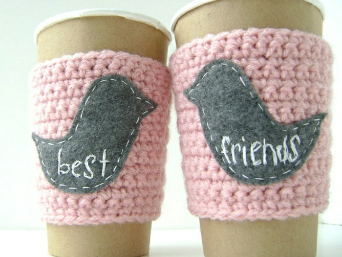 Tasse de café manches tricotées Best Friends