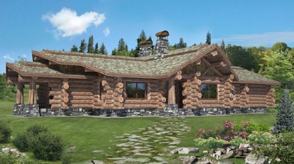 Canadiense-log-cabaña de madera de las Montañas