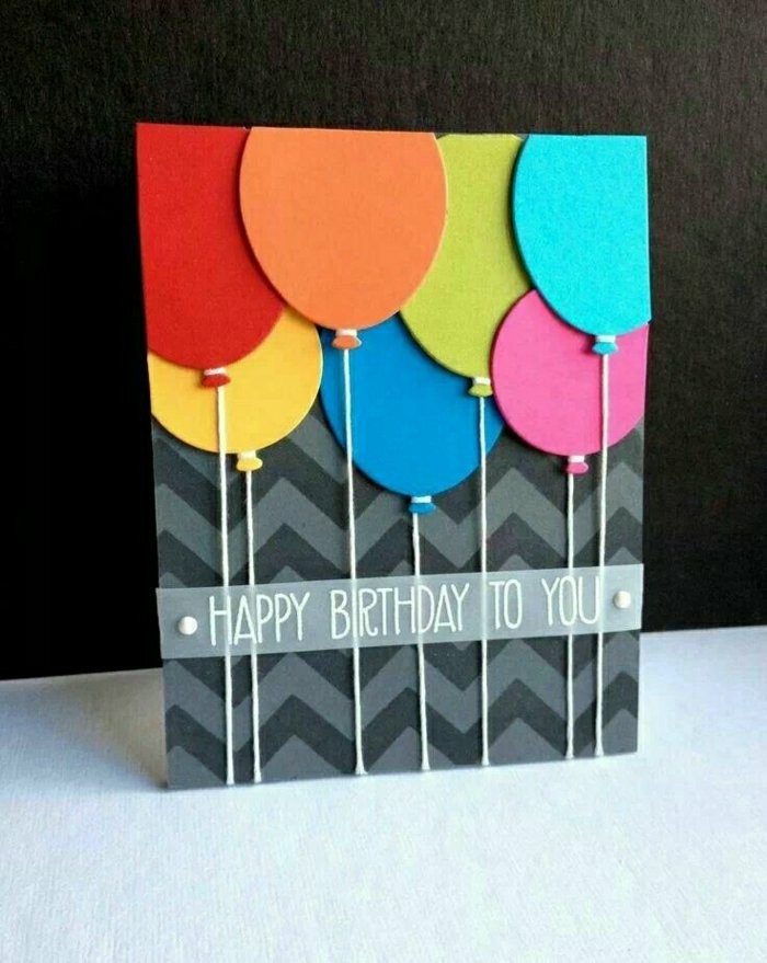 Card Birthday Balloons színes