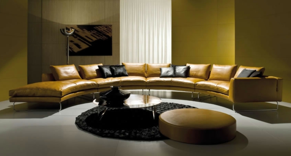 sofá de cuero en el salón sofá semicircular Deco