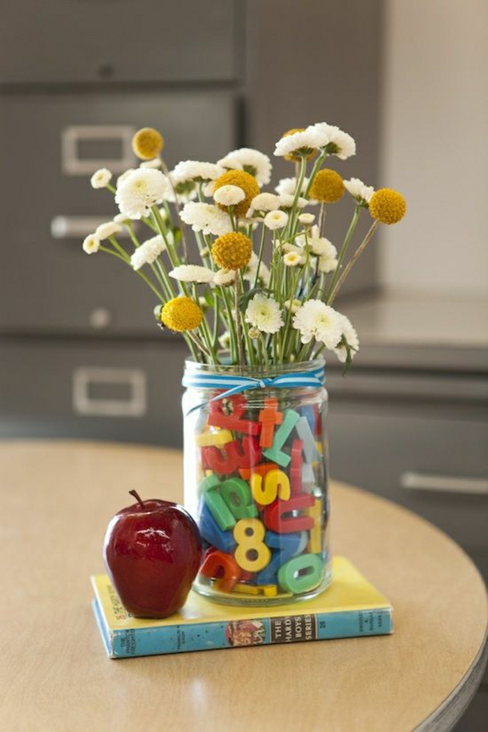 शिक्षक उपहार आइडिया गिलास प्लास्टिक अक्षर-संख्या फूल बुक सेब