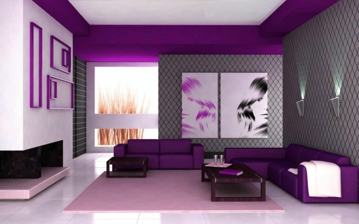 Purple спалня с две симетрични изображения
