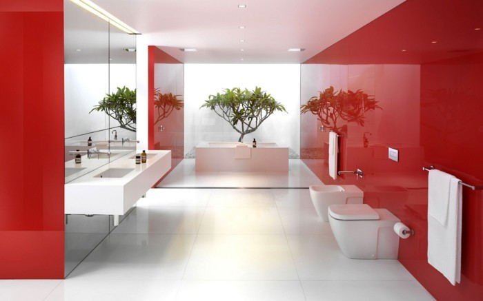 Πολυτελές μπάνιο-in-κόκκινο χρώμα