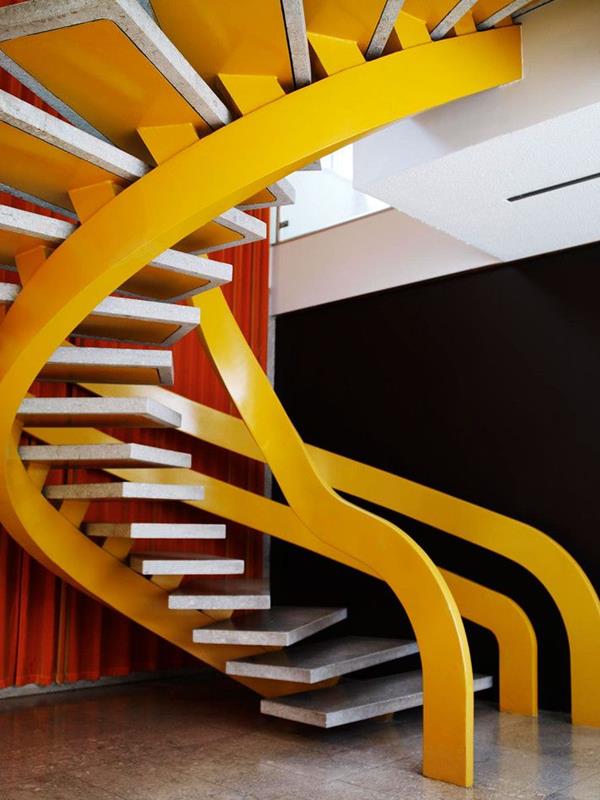 الداخلية الفاخرة تصميم أفكار الدرج في والأصفر رائعة اللون الداخلي