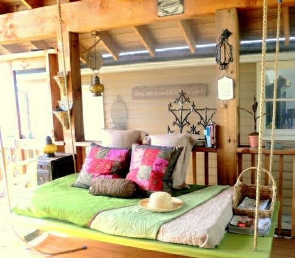 Maritime deco veranda design design ötlet csodálatos párna az ágyon