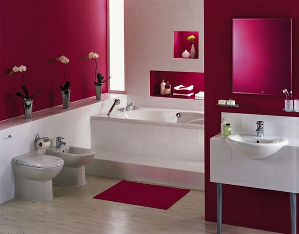 moderni kylpyhuone-in-pinkki-valkoinen
