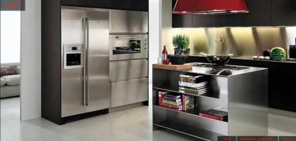 Modern rozsdamentes acél konyha két kép - gyönyörűen tervezett