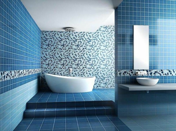 Modern fürdőszoba csempe-in-kék szín-