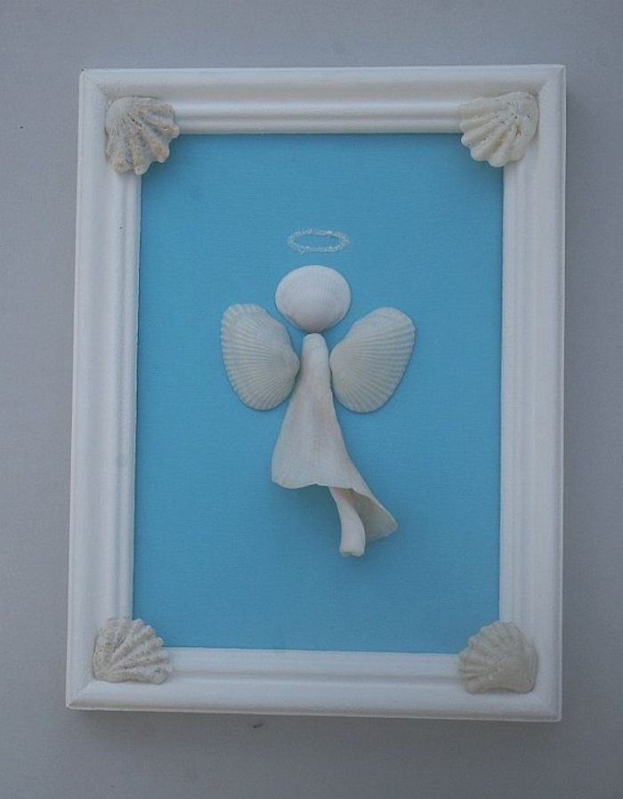 Školjke Deco foto okvir Little Angel plava pozadina