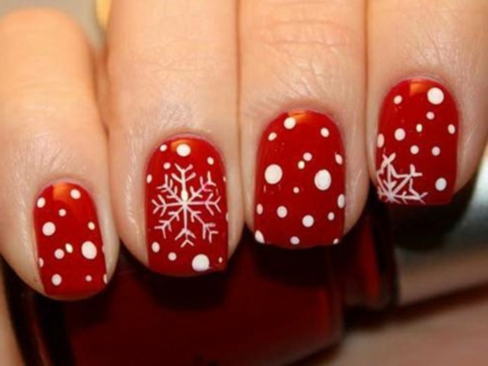 Diseño de uñas galería-Navidad-rojo-Fabe-y-decorativa de nieve