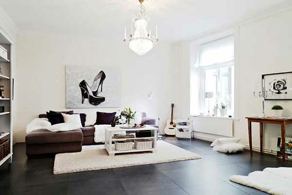 nordic divat a bútorozásban - gyönyörű kép a fehér falon