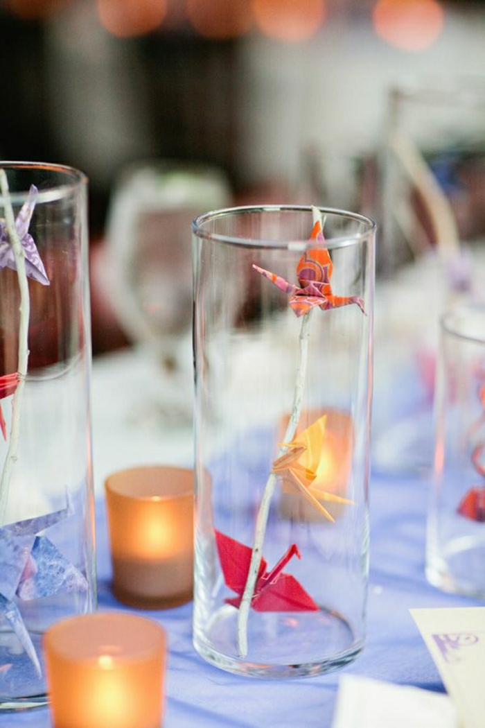 Оригами кранови очила Candle Сватбена декорация