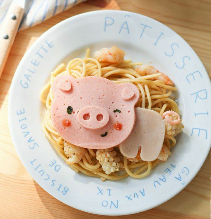 المعكرونة الخنزير سلامي مضحك عيد ميلاد الاطفال الطعام