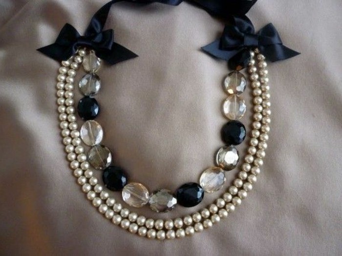 collares de perlas de bricolaje-hacen-elegante-cadena de perlas con azul-