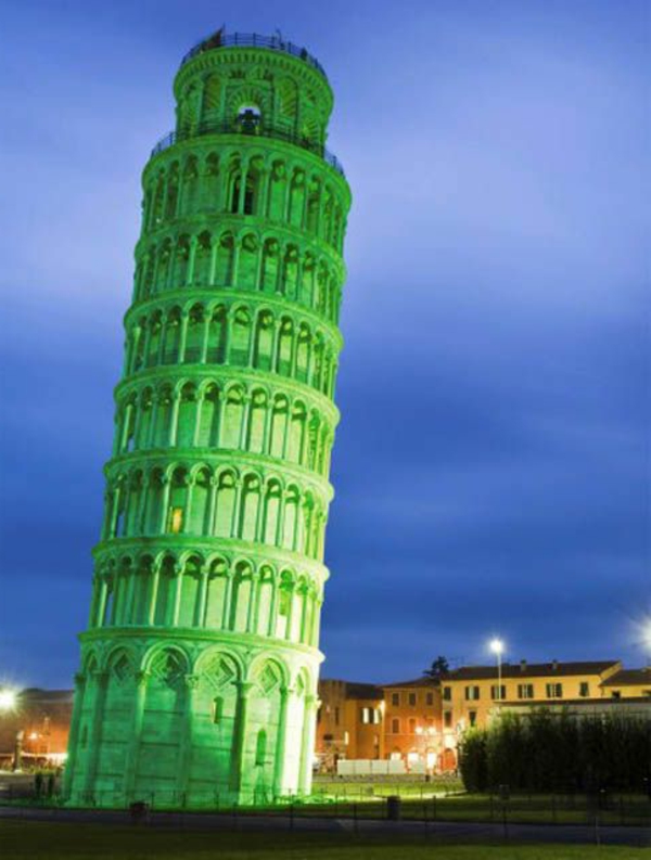Pisa Tower-zeleno-St-Patrick's-Day