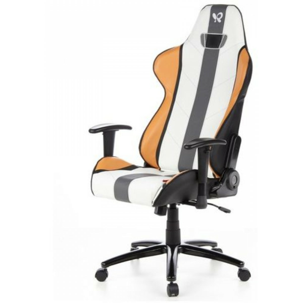 Racing офис стол спортна седалка-SPORT-V-оранжево-бяло-сребристо