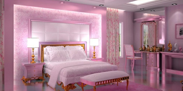 Романтични спалня дизайнерски идеи-прекрасни дизайн линия тоалетка-с-а-председател