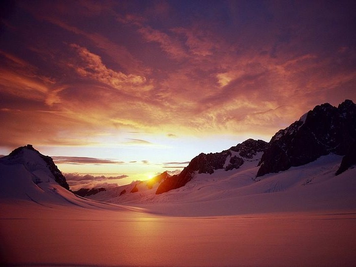 Όμορφες εικόνες τοπίο Ηλιοβασίλεμα το χειμώνα