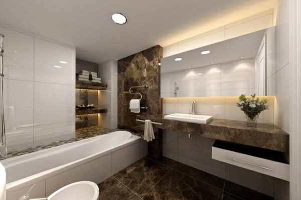 modern fürdőszoba nemesfém és félig