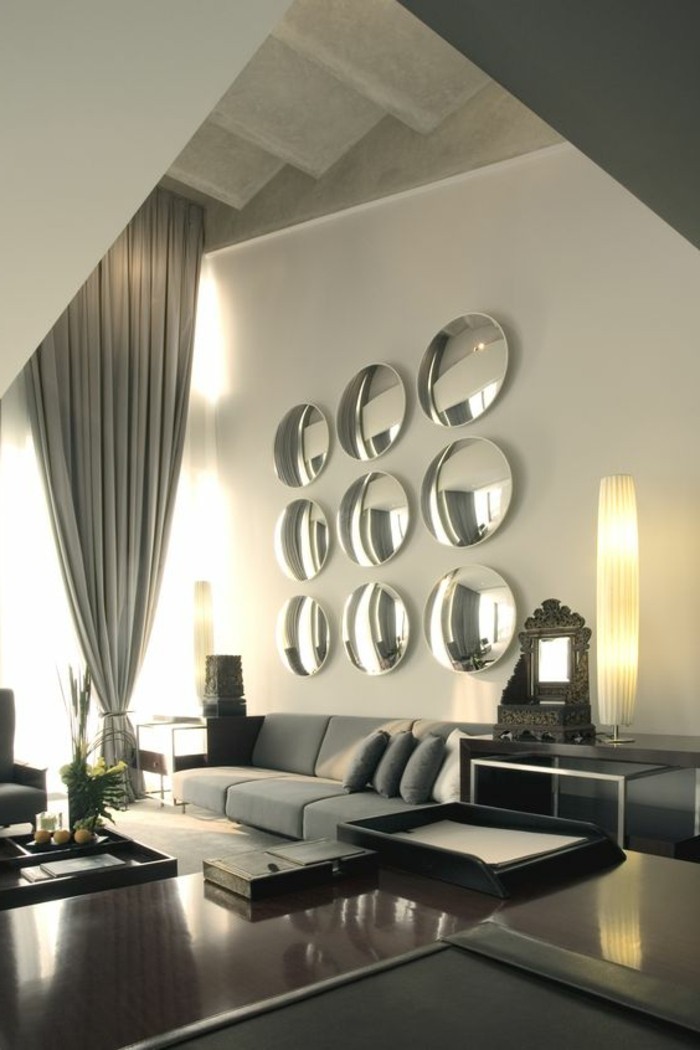 جميلة المعيشة الجدار التصميم مع مرآة