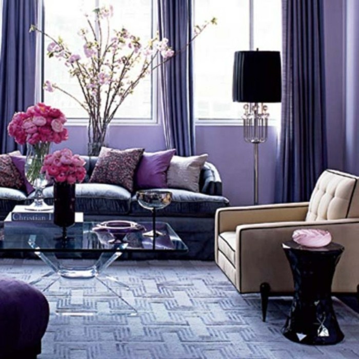 Kaunis makuuhuone ideoita violetti tyyny