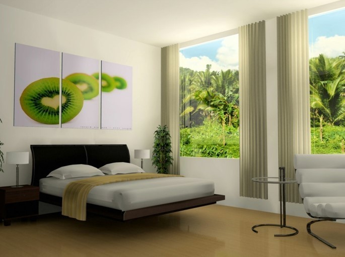 बेडरूम डिजाइन-साथ के- फल चित्रों-
