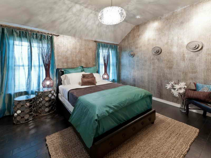 बेडरूम डिजाइन-साथ भूरे बारीकियों