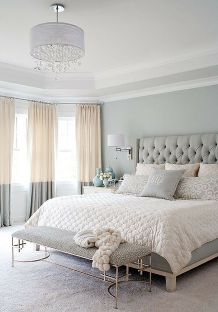 جدار غرفة النوم تصميم في رمادي اللون