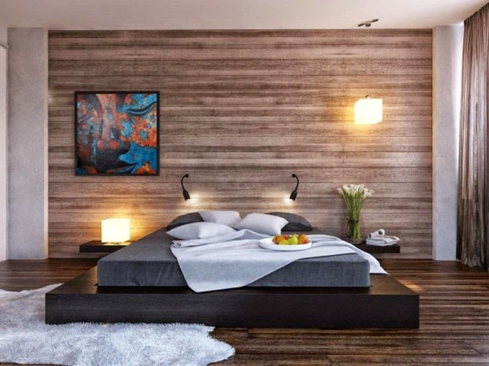 υπνοδωμάτιο τοίχο σχεδιασμός-ως-από-ξύλο