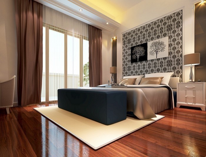 बेडरूम भूरे रंग-ए-शांत डिजाइन