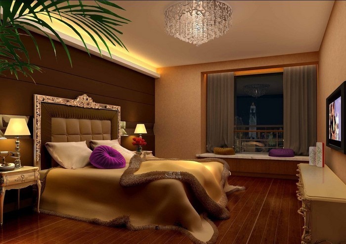 बेडरूम भूरे रंग-ए-हड़ताली वातावरण
