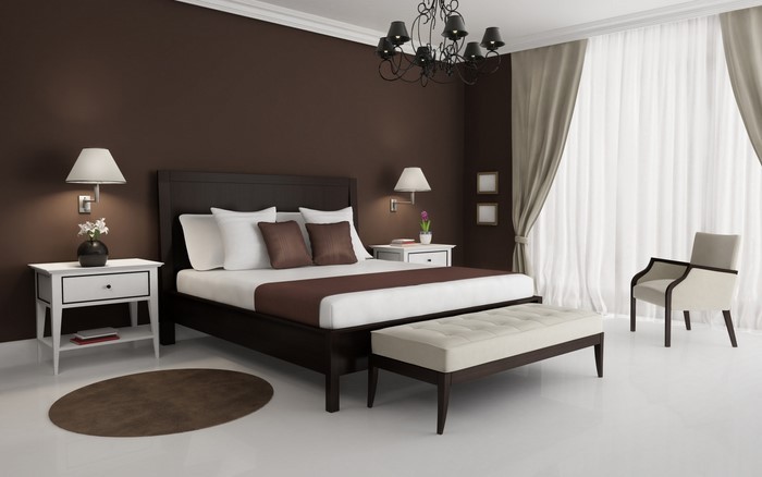बेडरूम भूरे रंग-ए-सुंदर सजावट