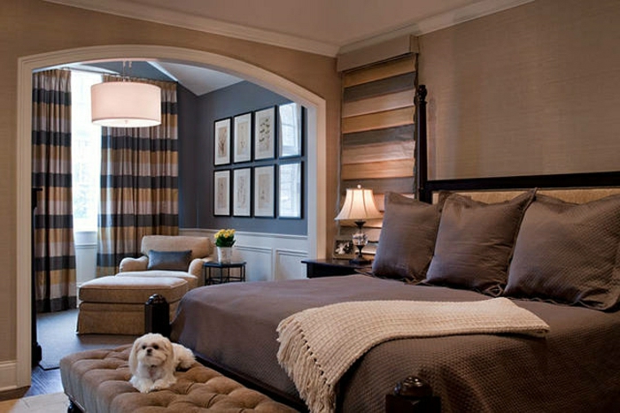 Спалня изящно Cappuccino стени мока постелки райета завеса Dog