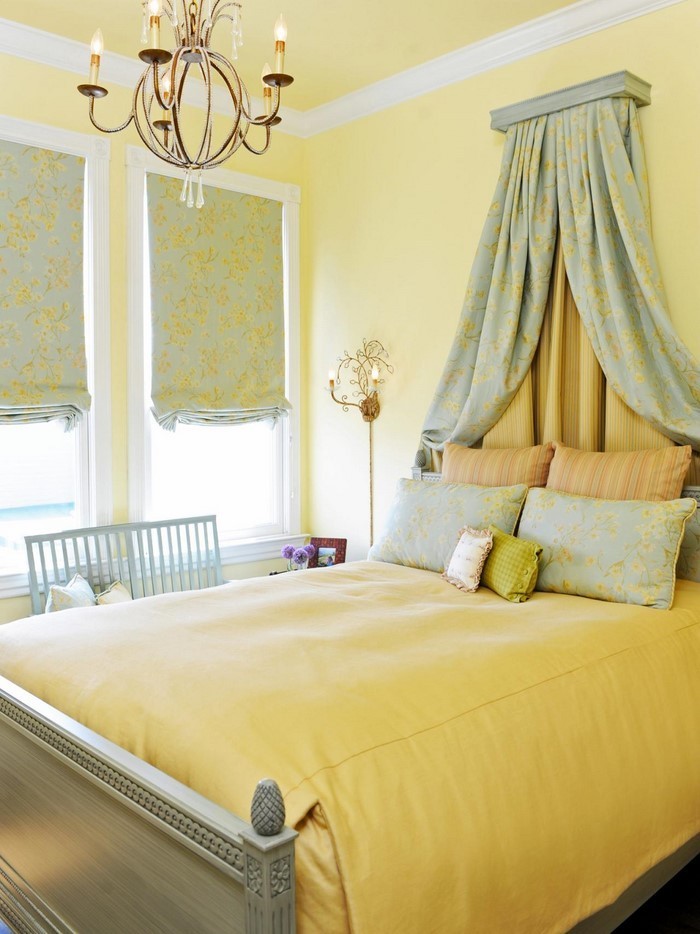 Makuuhuone-väri-suunnittelu-with-kelta-A-herättävä muotoilu