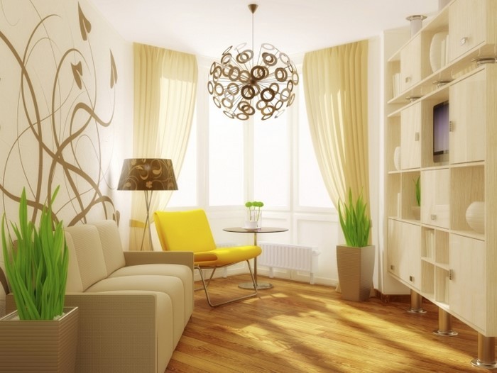 Hálószoba-szín-design-és-sárga-A-kreatív berendezések