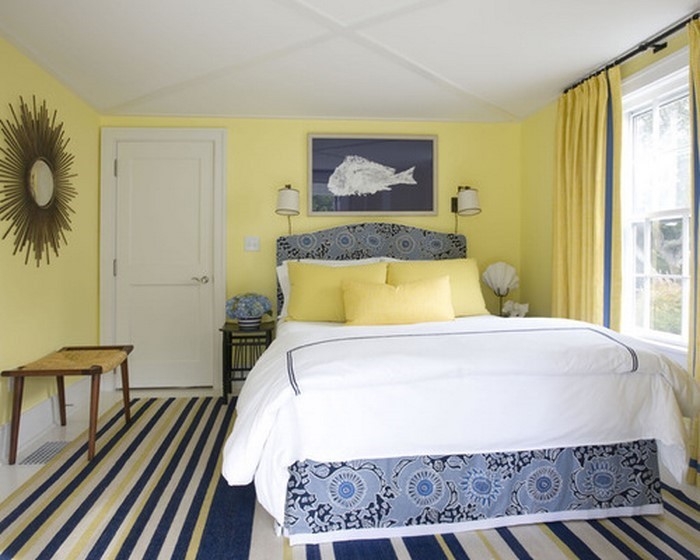 Spavaća soba boje-dizajn-s-žuto-A-kreativnog rješenja