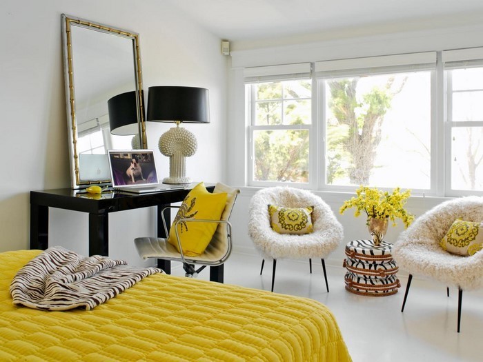 Hálószoba-szín-design-és-sárga-a-kreatív tervezés