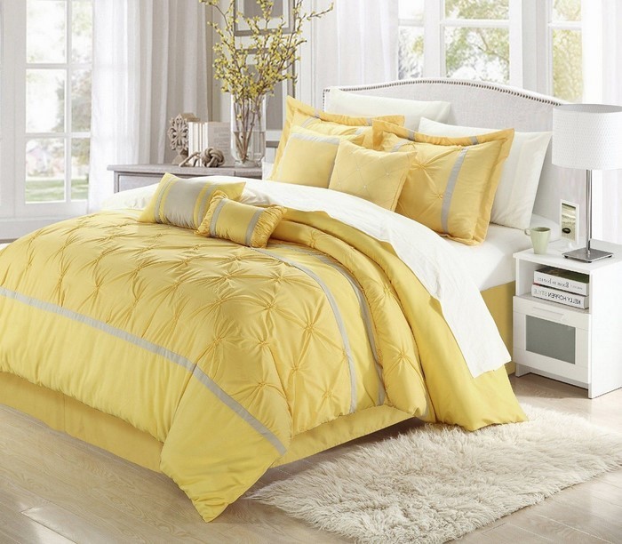 Spavaća soba boje-dizajn-s-žuto-A-moderne opreme