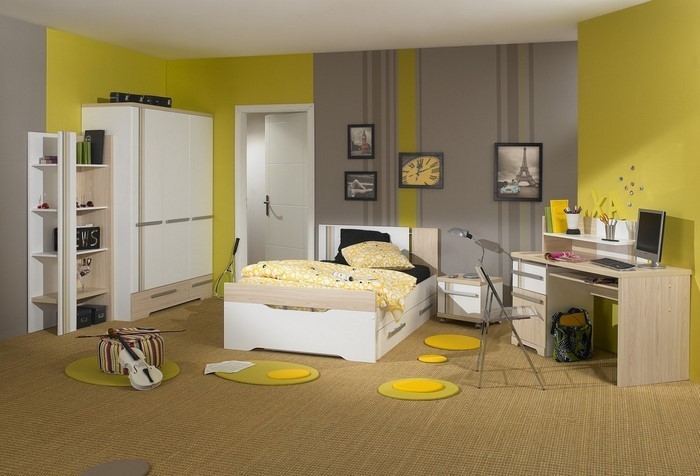 Spavaća soba boje-dizajn-s-žuto-a-pra-opreme