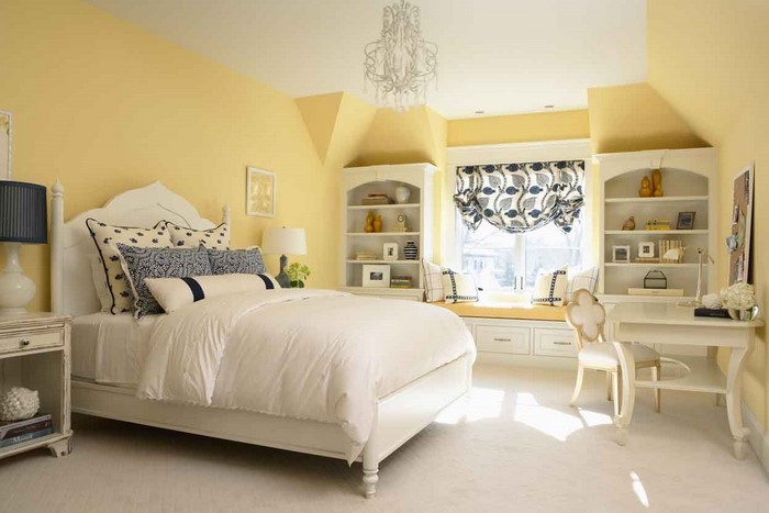 Hálószoba-szín-design-és-sárga-A-megdöbbentő dekoráció
