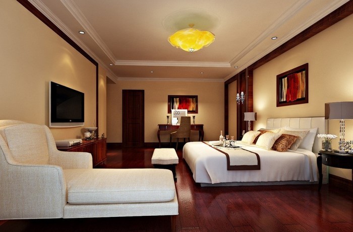 Спалня-цветен дизайн с жълто--а-красива декорация-
